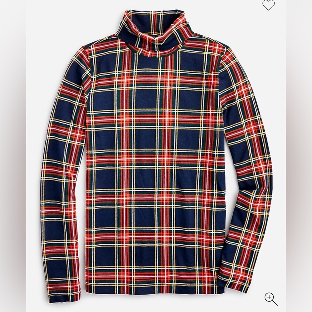 J Crew Stewart tartan plaid printed tissue turtleneck shirt Size M - Picture 2 of 6